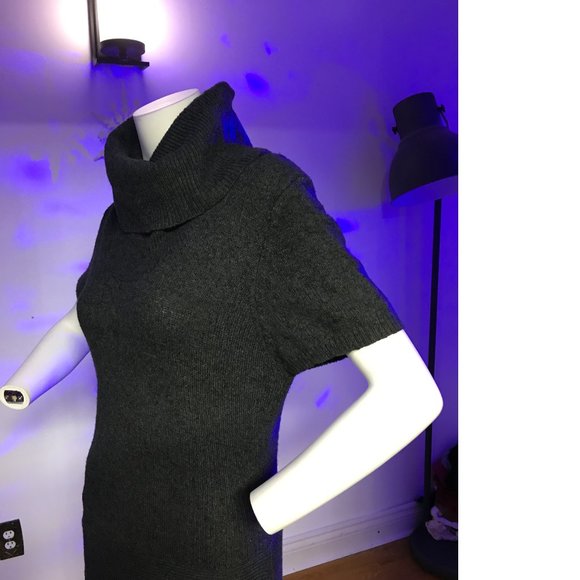 Le Chateau Turtleneck Cowlneck Sweater Knit Dress Grey NWT - Picture 2 of 6
